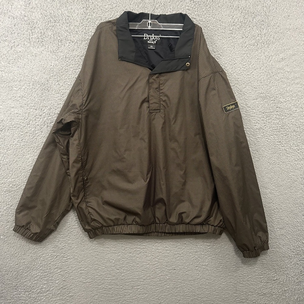 Footjoy Jacket Mens Extra Large Brown Houndstooth‎ Dryjoys Quarter Zip Golf Wind
